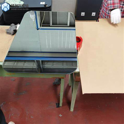 水晶・サファイア 青いパック 丸い方形 ガラス・ベーヴ鏡 3.0mm オーダーメイド トレイ